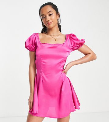 Missguided Petite satin tie back mini dress in pink