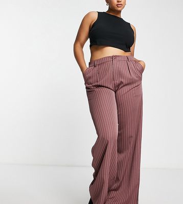 Missguided Plus pants in pink pinstripe