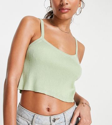 Missguided ribbed bralette in sage - part of a set-Green