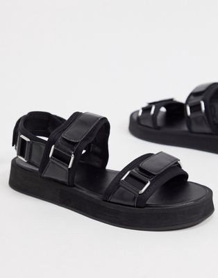 Missguided sandals with buckle detail in black