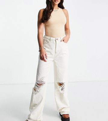 Missguided Tall busted wide leg jean in cream - CREAM-White