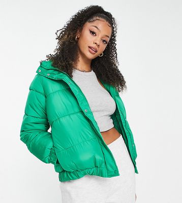 Missguided Tall hooded puffer jacket in green