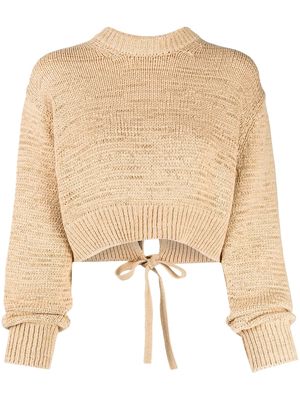 Missing You Already tie-back cropped sweater - Brown