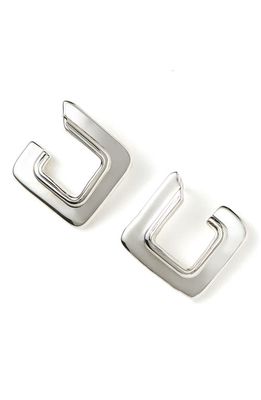 Missoma Enamel Haze Square Huggie Hoop Earrings in Silver