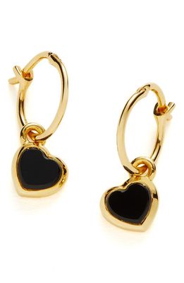 Missoma Onyx Heart Drop Hoop Earrings in Gold/black