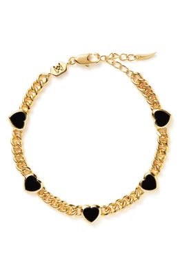 Missoma Onyx Heart Station Bracelet in Gold