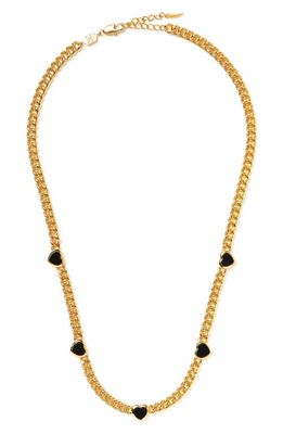 Missoma Onyx Heart Station Necklace in Gold