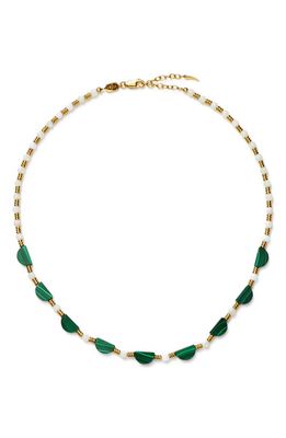Missoma Zenyu Seed Pearl Choker Necklace in Gold/green