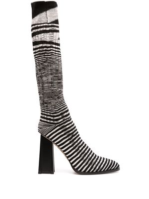 Missoni 115mm striped knitted boots - Black