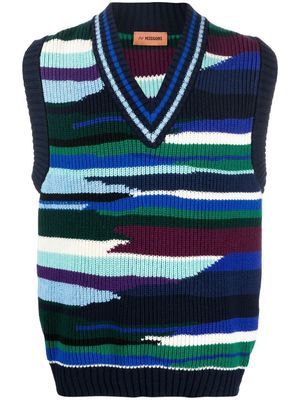 Missoni abstract-pattern knitted vest - Blue