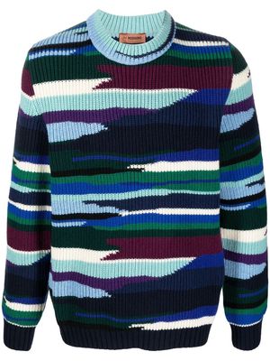 Missoni abstract-pattern ribbed-knit jumper - Blue