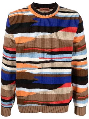 Missoni abstract-pattern ribbed-knit jumper - Brown