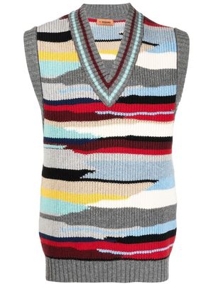 Missoni abstract-pattern V-neck knitted vest - Grey