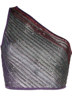 Missoni asymmetric knitted crop top - Purple