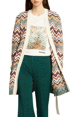 Missoni Belted Chevron Longline Wool Blend Cardiagn in Multicolor Light