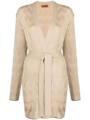 Missoni belted crochet-knit cardi-coat - Neutrals