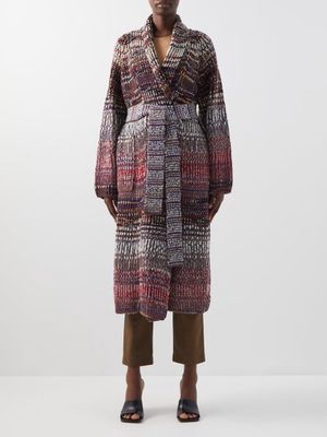 Missoni - Belted Wool-blend Wrap Coat - Womens - Brown Multi