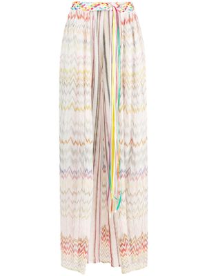 Missoni belted zigzag wide-leg trousers - White