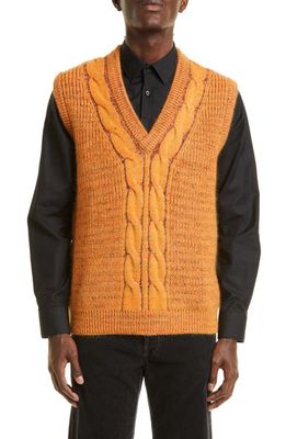 Missoni Cable Detail Wool & Mohair Blend Sweater Vest in Orange