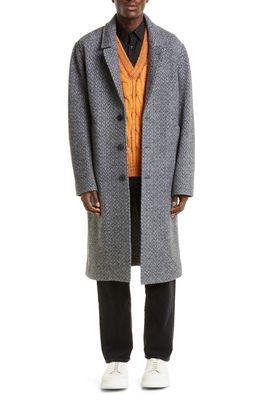 Missoni Chevron Jacquard Wool Overcoat in Gray Tones