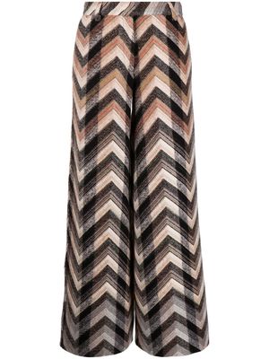 Missoni chevron-knit wide-leg trousers - Neutrals