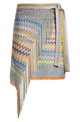 Missoni Chevron Knit Wrap Skirt in Grey/Orange