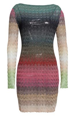 Missoni Chevron Stripe Long Sleeve Knit Sheath Dress in Multicolored