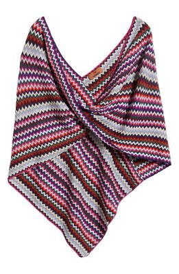 Missoni Chevron Stripe Wool Blend Crop Cape in Pink Multi