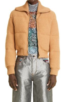 Missoni Chevron Textured Bomber Jacket in Pastry Shell