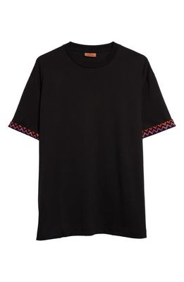 Missoni Chevron Trim Cotton T-Shirt in Black/Multicolor