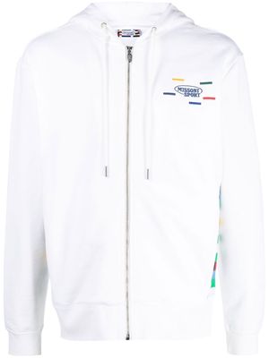 Missoni colour-block detail zip-up hoodie - White
