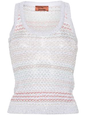 Missoni crochet-knit sequined tank top - Silver