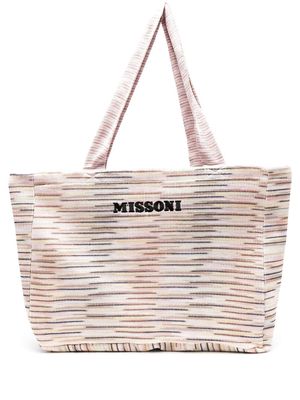 Missoni embroidered-logo cotton tote-bag - Pink
