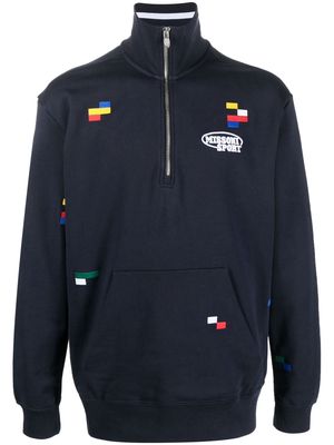 Missoni embroidered logo half-zip sweatshirt - Blue