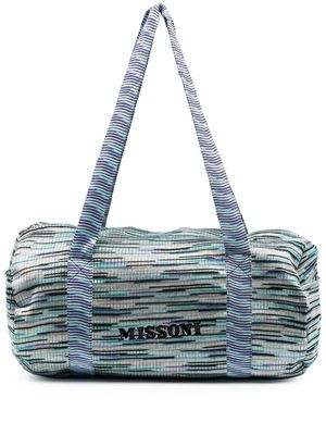 MISSONI embroidered-logo knitted travel bag - Blue