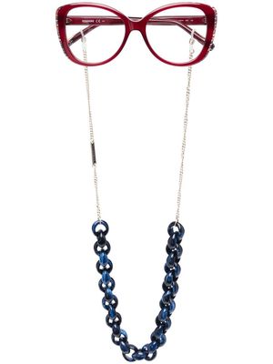 MISSONI EYEWEAR oversized-frame chain optical glasses - Red