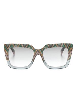 MISSONI EYEWEAR zigzag-pattern rectangle-frame sunglasses - Grey