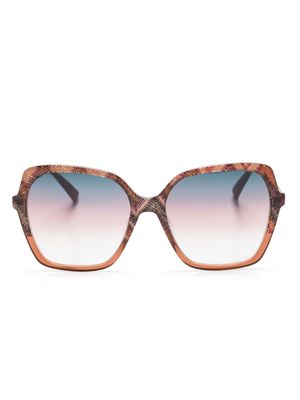 MISSONI EYEWEAR zigzag-print butterfly-frame sunglasses - Brown