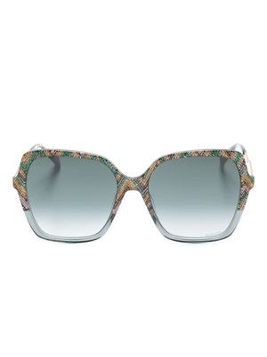 MISSONI EYEWEAR zigzag-print butterfly-frame sunglasses - Grey