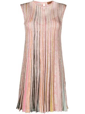 Missoni fine-knit stripe-print dress - Pink