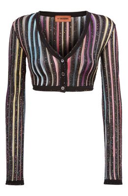 Missoni Flexage Sequin Stripe Crop Cardigan in Black Multicolor