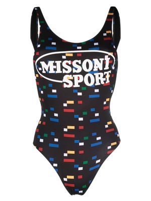 Missoni geometric logo print swimsuit - Black