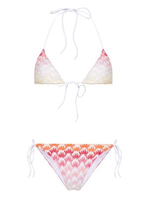 Missoni gradient knitted-overlay bikini - White