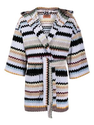 Missoni Home Curt zigzag-pattern bathrobe - Grey