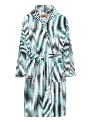 Missoni Home striped ribbed bath robe - Blue