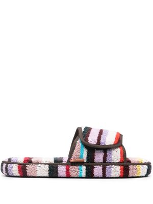 Missoni Home striped terry-clotch slides - Brown