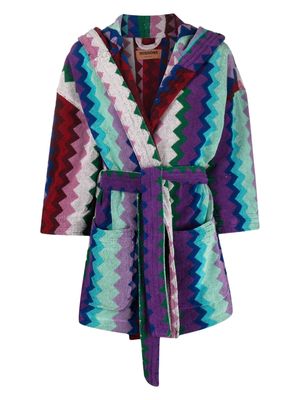 Missoni Home zigzag-design hooded robe - Purple