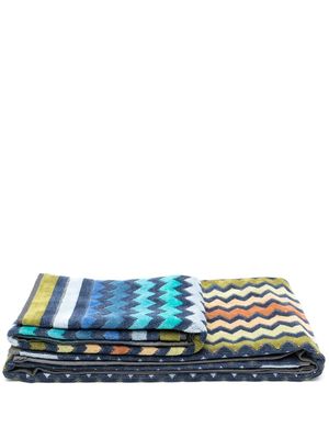 Missoni Home zigzag-print cotton bath towels - Blue