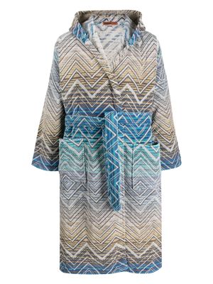Missoni Home zigzag-print towel robe - Blue