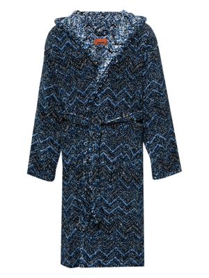 Missoni Home zigzag-woven hooded bath robe - Blue